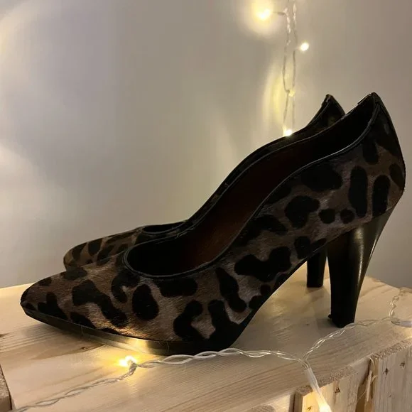 European Pony Hair Leopard Print heels - Picture 8 of 13